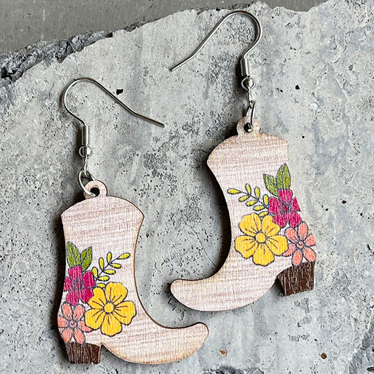 Boots Shape Wooden Dangle Earrings - AllIn Computer