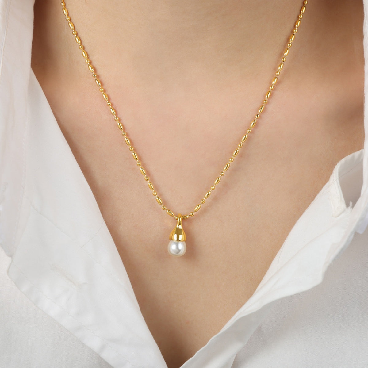 Titanium Steel Pearl Pendant Necklace - AllIn Computer