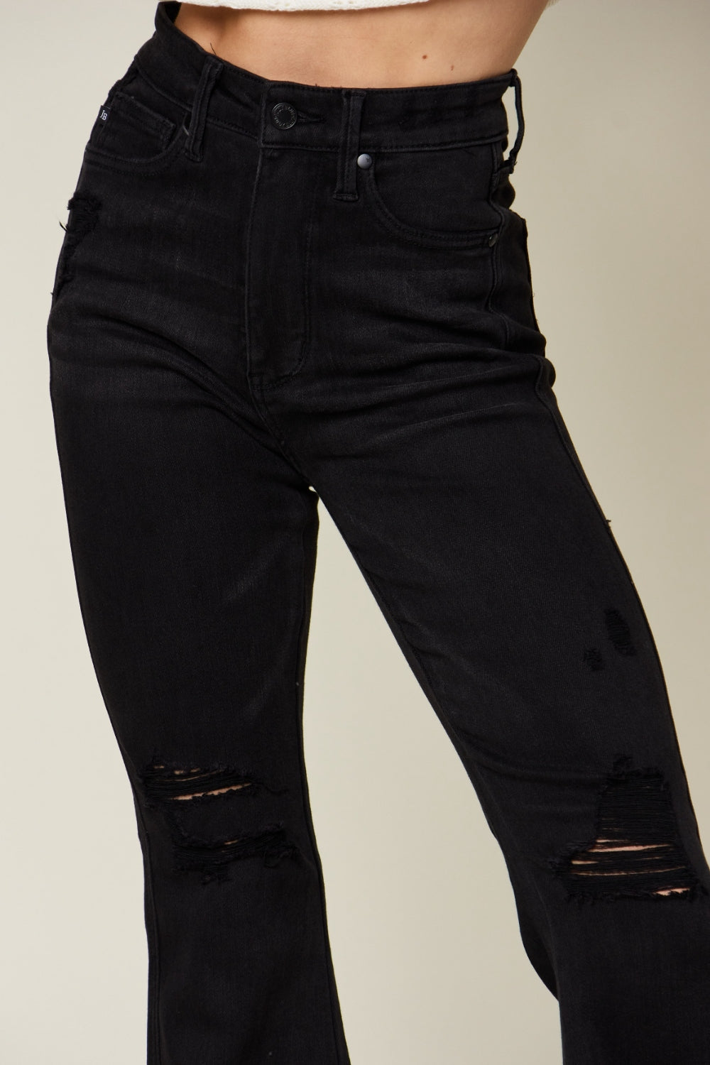 Judy Blue Full Size High Waist Distressed Flare Jeans - AllIn Computer