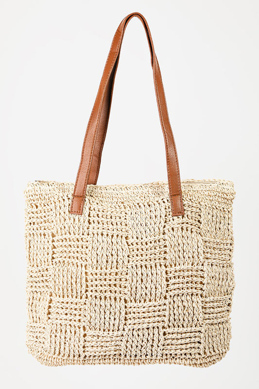 Fame Braided Faux Leather Strap Tote Bag - AllIn Computer