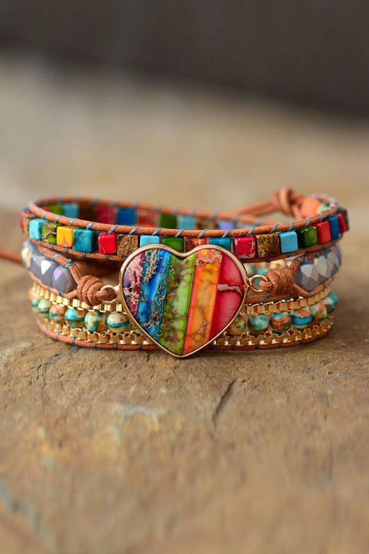 Imperial Jasper & Crystal Layered Bracelet - AllIn Computer