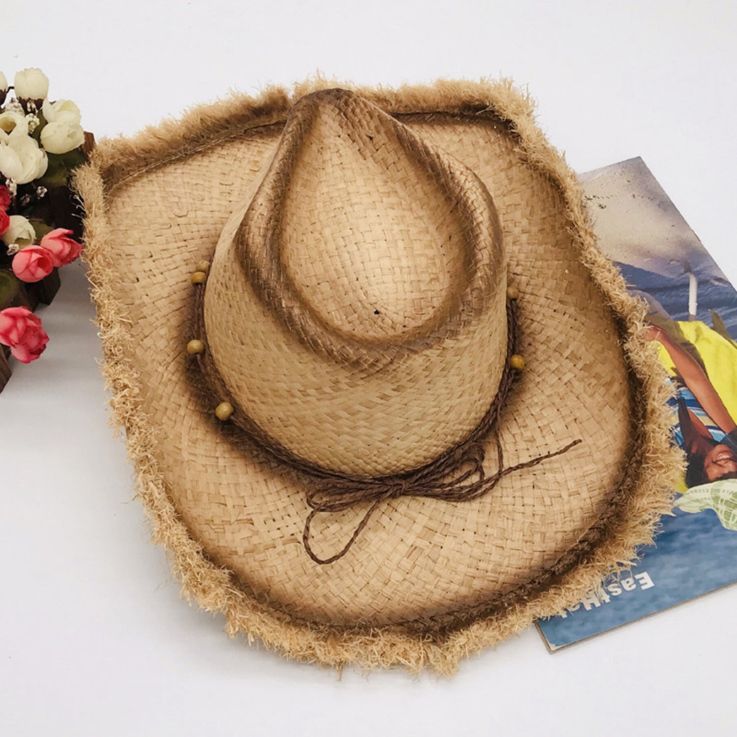 Raw Hem Wide Brim Straw Woven Hat - AllIn Computer