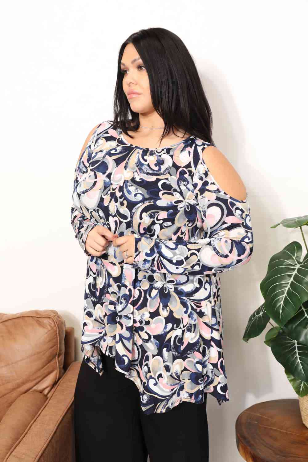 Sew In Love  Full Size Long Sleeve Flower Print Blouse - AllIn Computer