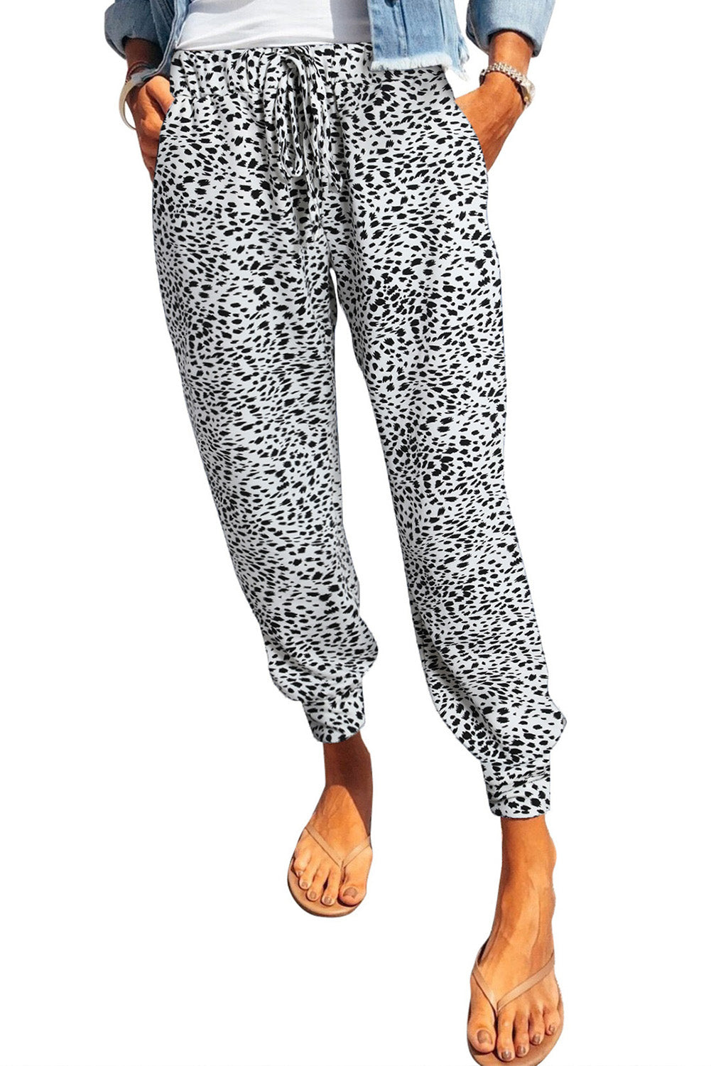 Leopard Pocketed Long Pants - AllIn Computer