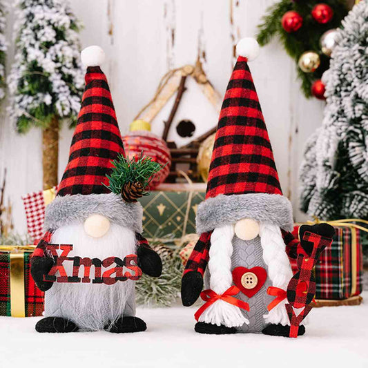 Plaid Pointed Hat Faceless Gnome - AllIn Computer