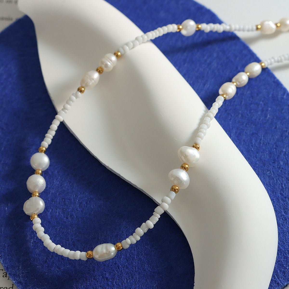 Titanium Steel Glass Bead Pearl Necklace - AllIn Computer