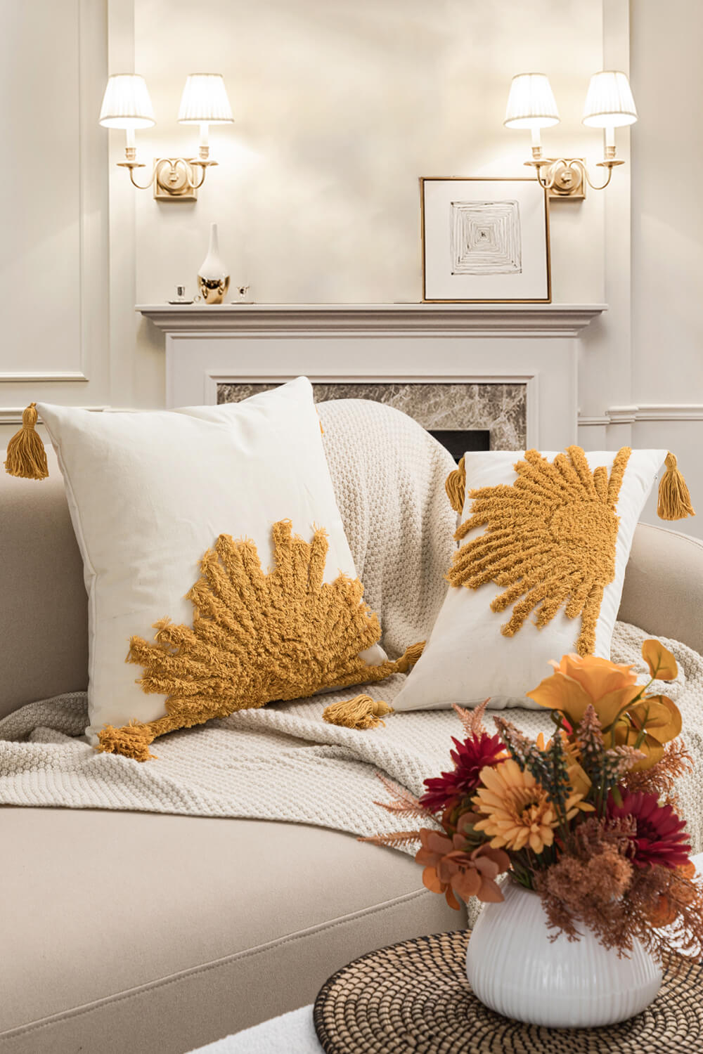 Sun Graphic Tassel Decorative Throw Pillow Case - AllIn Computer