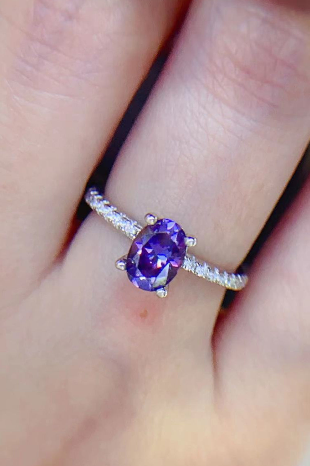1 Carat Purple Moissanite 4-Prong Ring - AllIn Computer