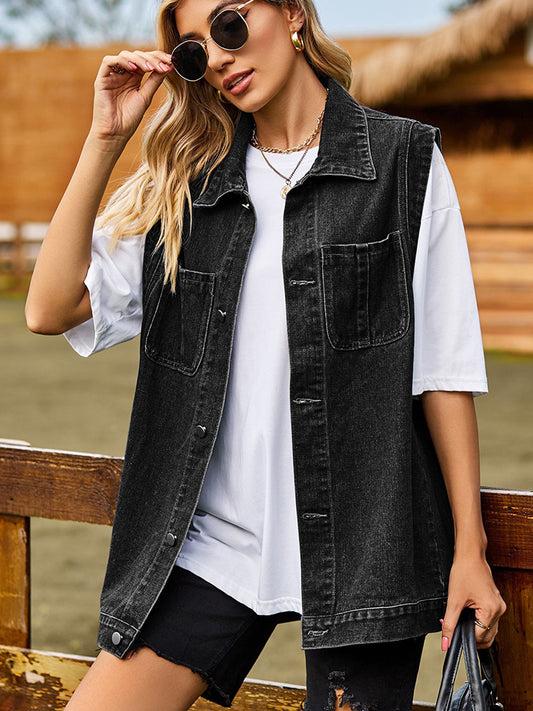 Sleeveless Denim Jacket - AllIn Computer