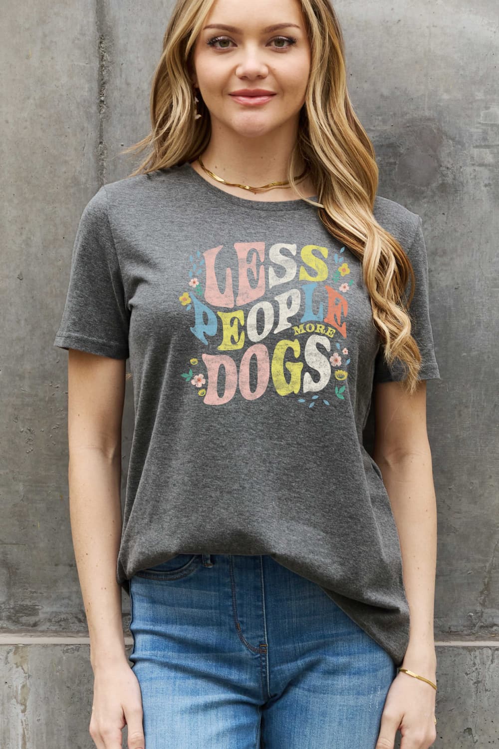 Simply Love Full Size LESS PEOPLE MORE DOGS Graphic Cotton T-Shirt - AllIn Computer