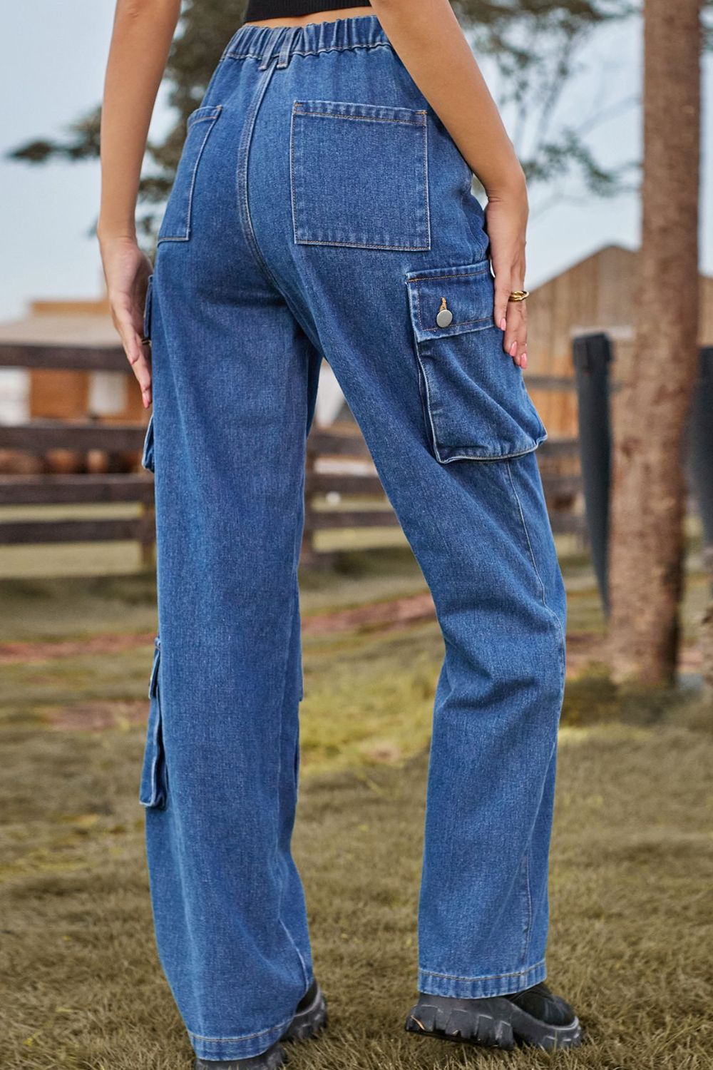 Loose Fit Long Jeans with Pockets - AllIn Computer