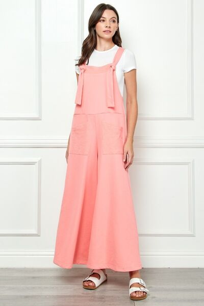 Veveret Wide Strap French Terry Overalls - AllIn Computer