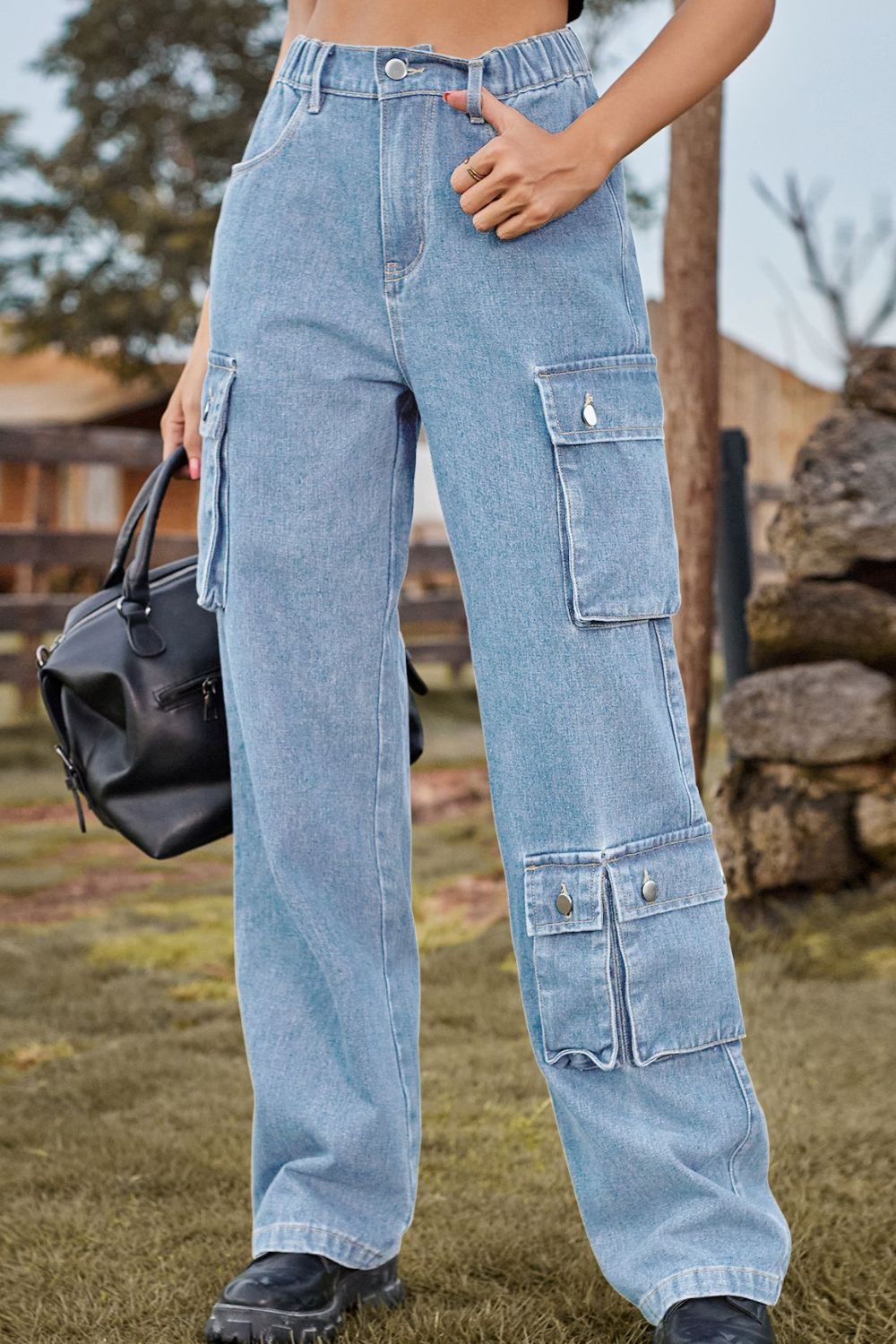 Loose Fit Long Jeans with Pockets - AllIn Computer