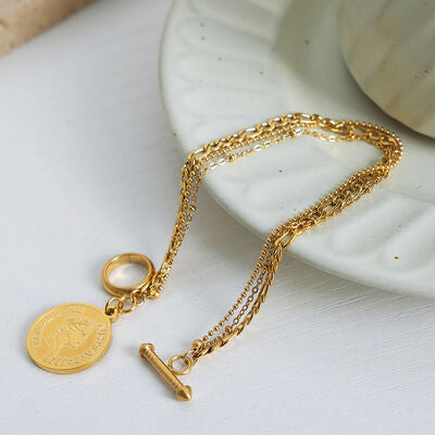 Coin Pendant Toggle clasp 18K Gold-Plated Bracelet - AllIn Computer