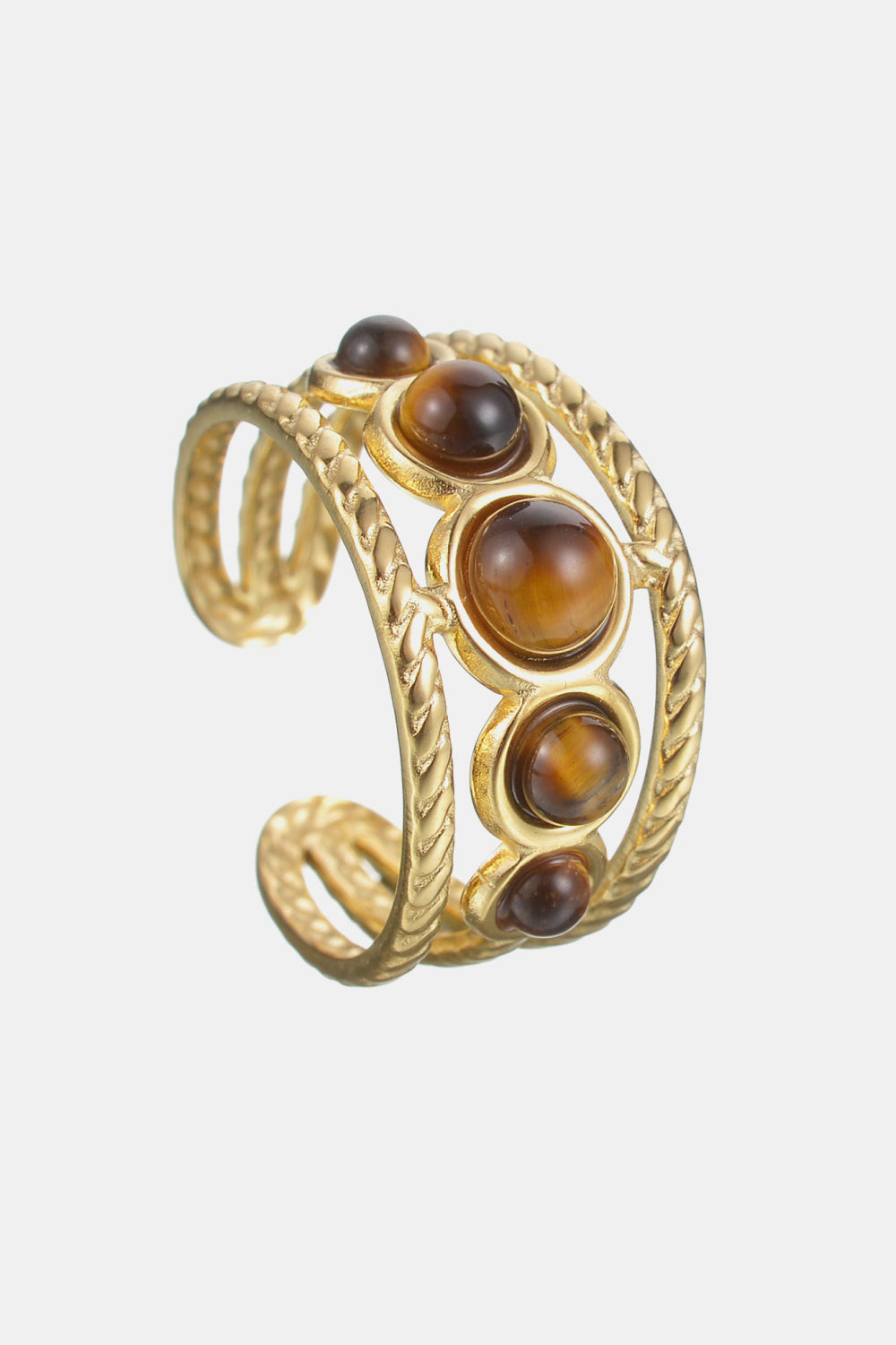 18K Gold Plated Nature Stone Open Ring - AllIn Computer