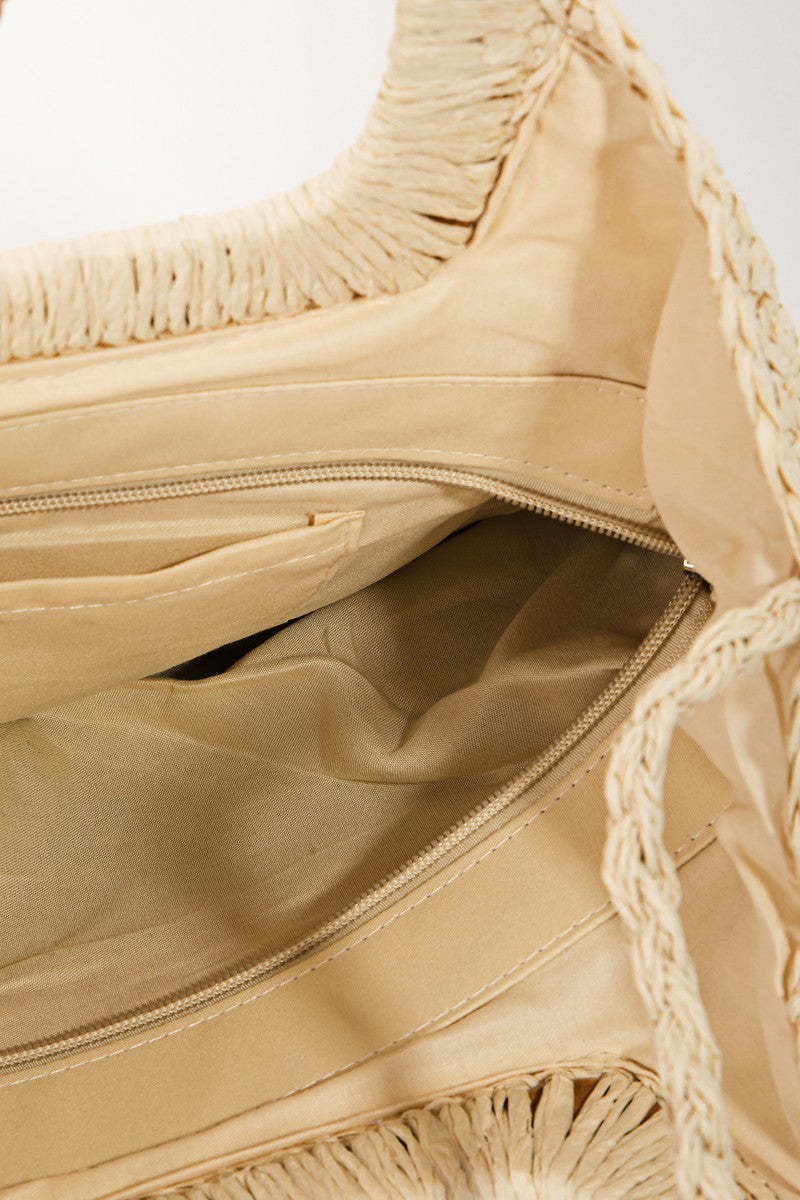 Fame Color Block Double-Use Braided Tote Bag - AllIn Computer