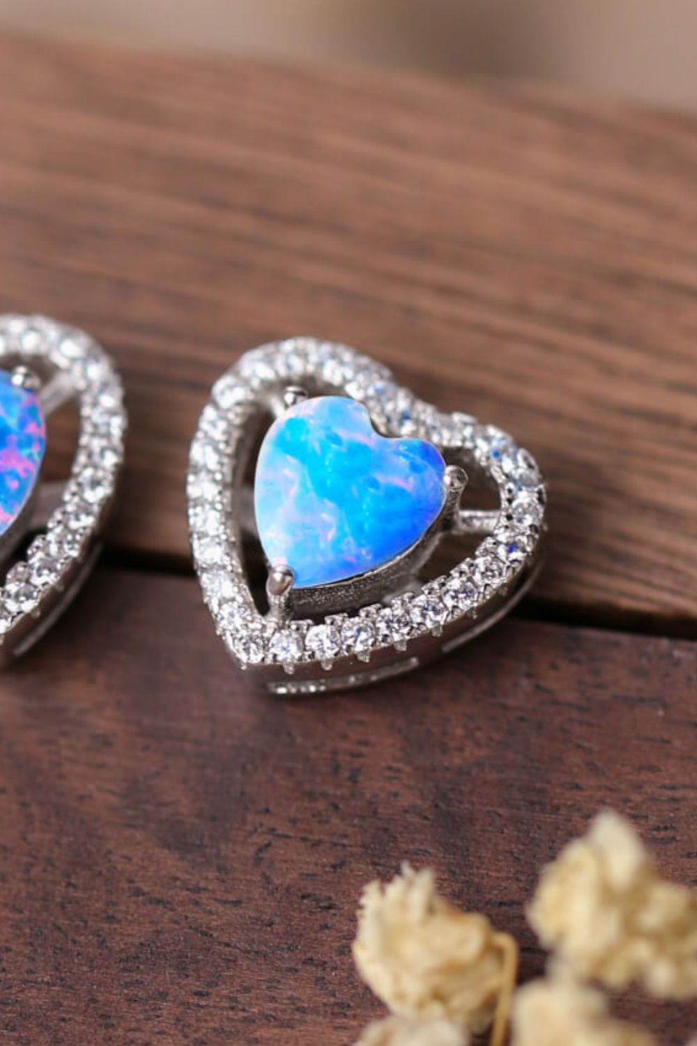 925 Sterling Silver Opal Heart Stud Earrings - AllIn Computer