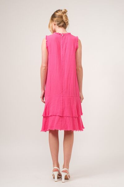 And The Why Washed Fringe Detail Tiered Dress - AllIn Computer