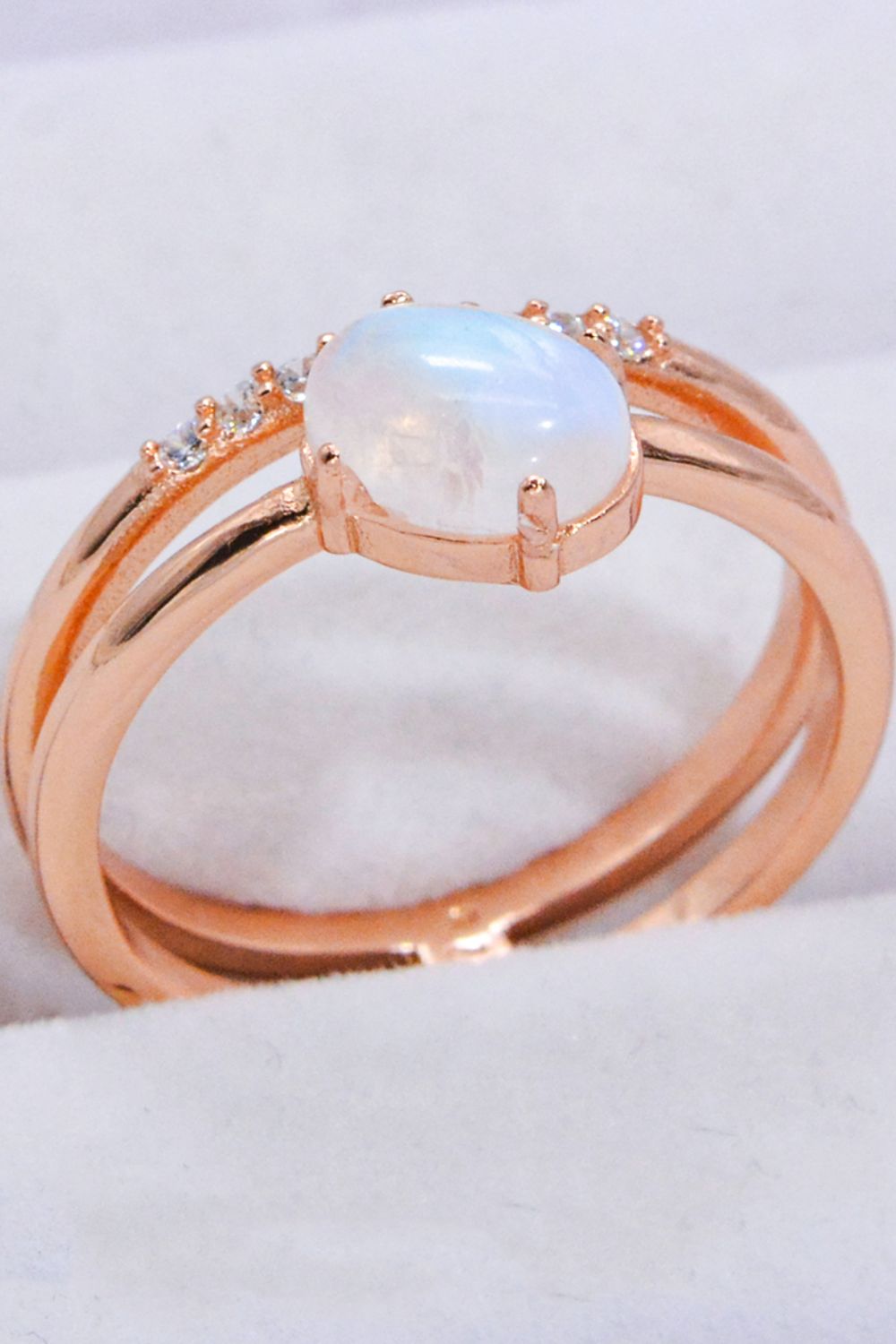 Natural Moonstone and Zircon Double-Layered Ring - AllIn Computer