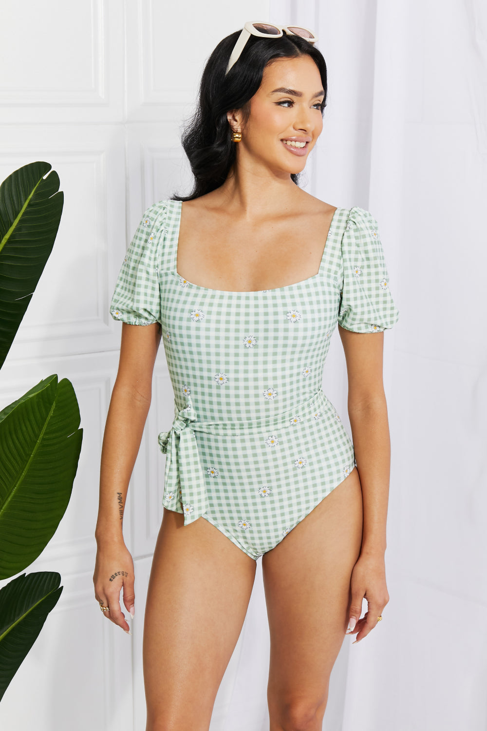 Marina West Swim Salty Air Puff Sleeve One-Piece in Sage - AllIn Computer