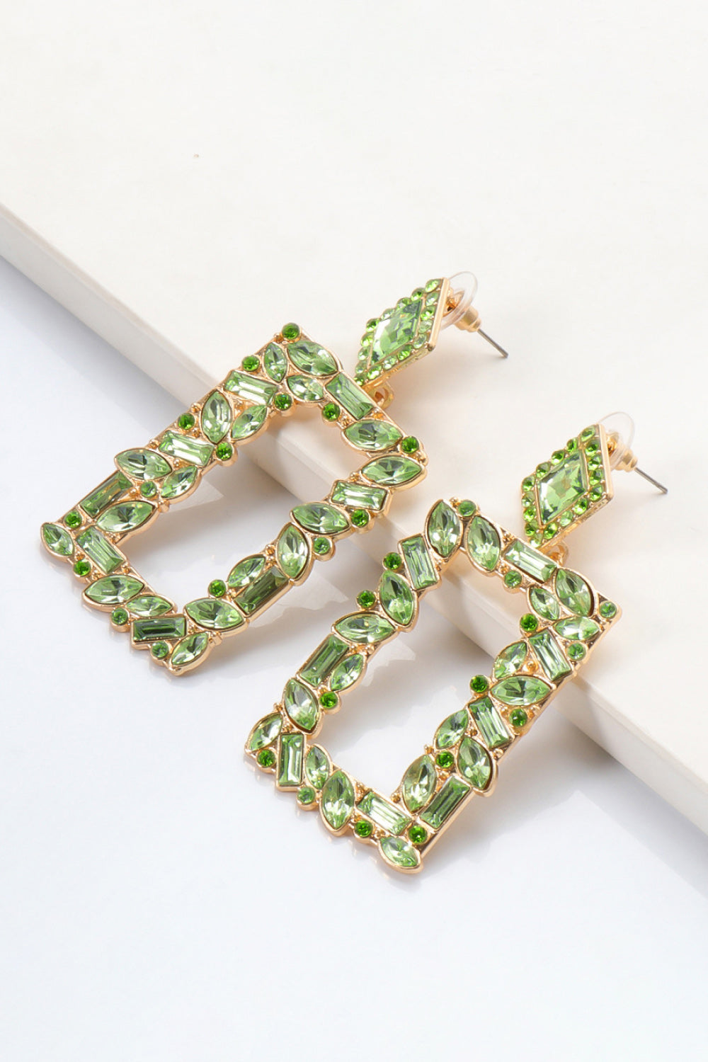 Square Shape Glass Stone Dangle Earrings - AllIn Computer