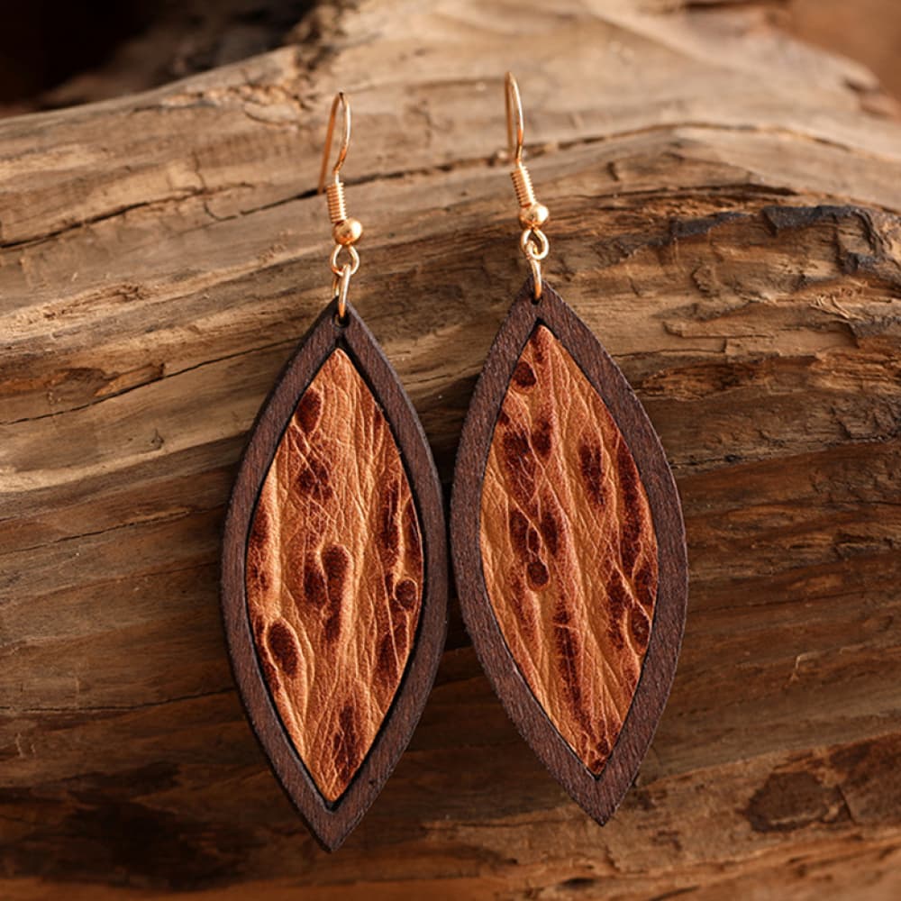 Geometrical Shape Wooden Dangle Earrings - AllIn Computer