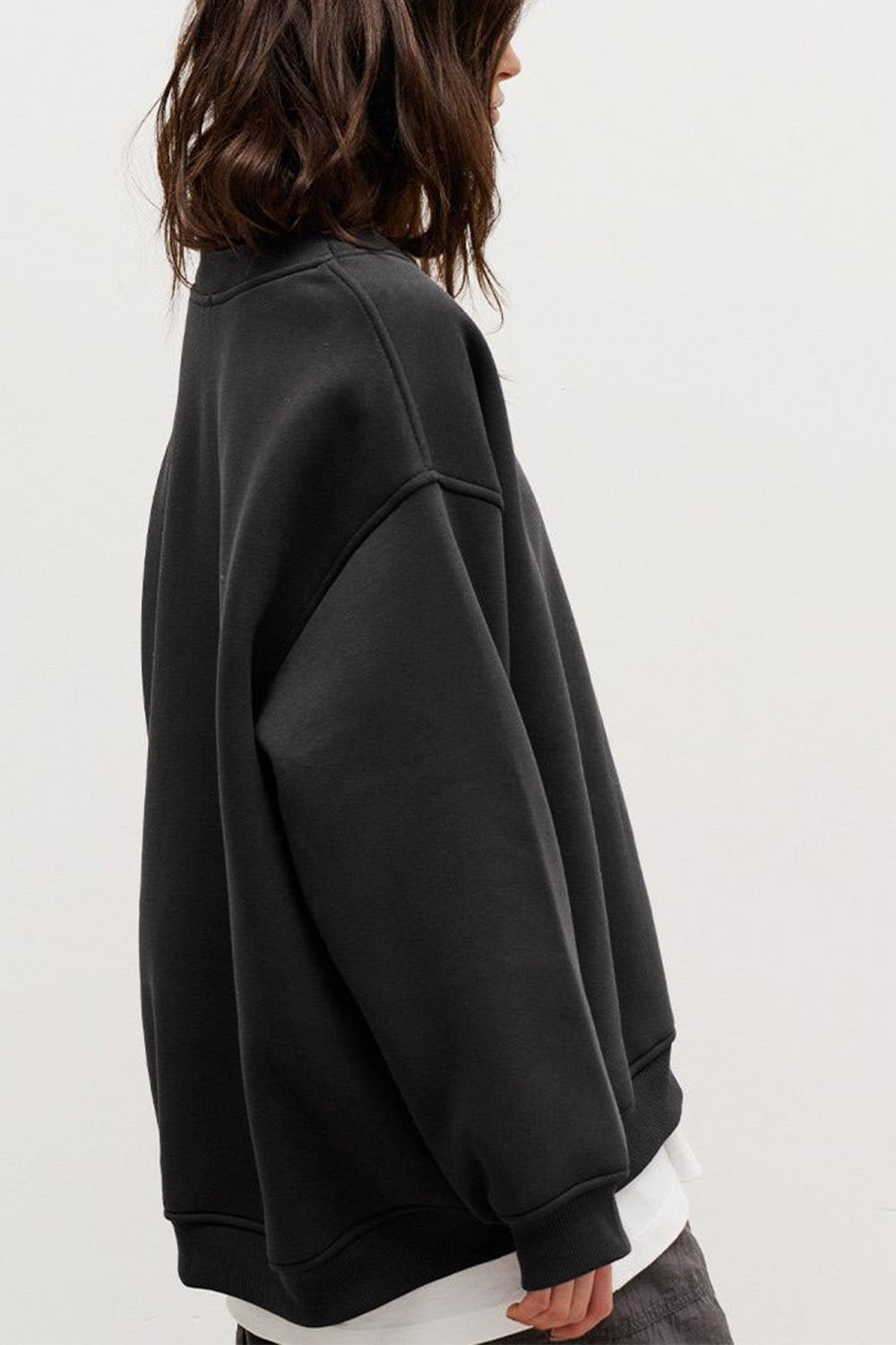 Oversize Round Neck Dropped Shoulder Sweatshirt - AllIn Computer