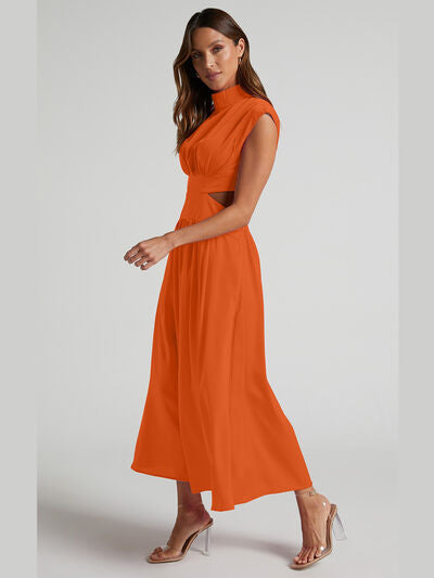 Cutout Mock Neck Sleeveless Dress - AllIn Computer