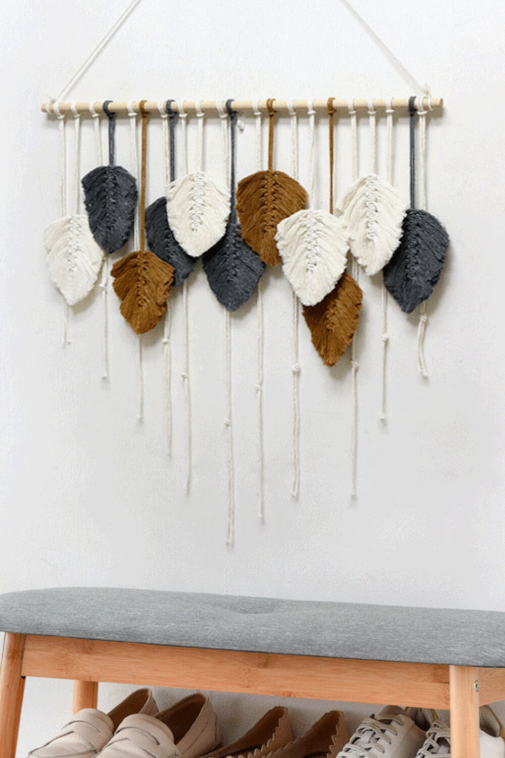 Hand-Woven Feather Macrame Hanging Wall Piece - AllIn Computer