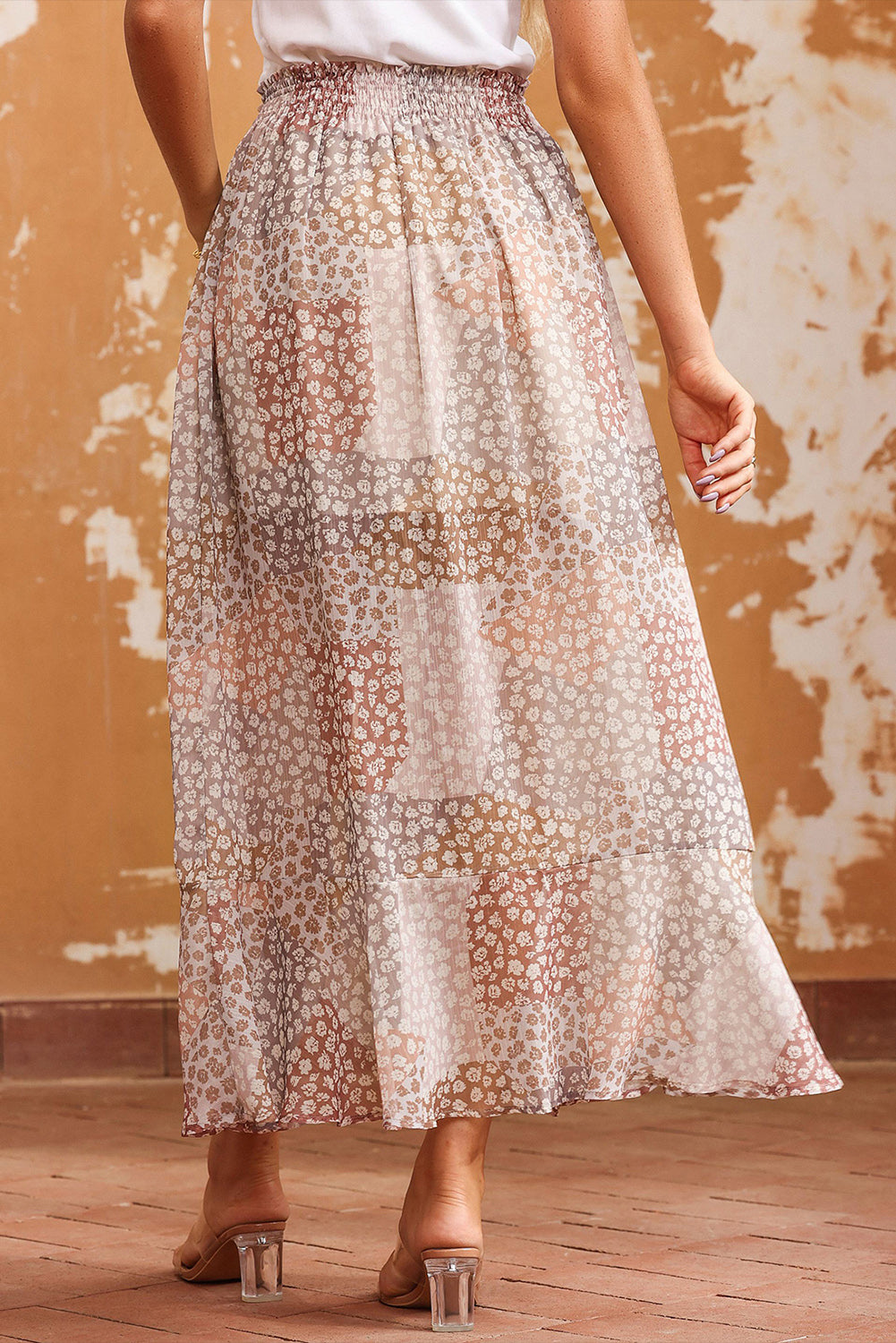Floral Buttoned Front Slit Skirt - AllIn Computer