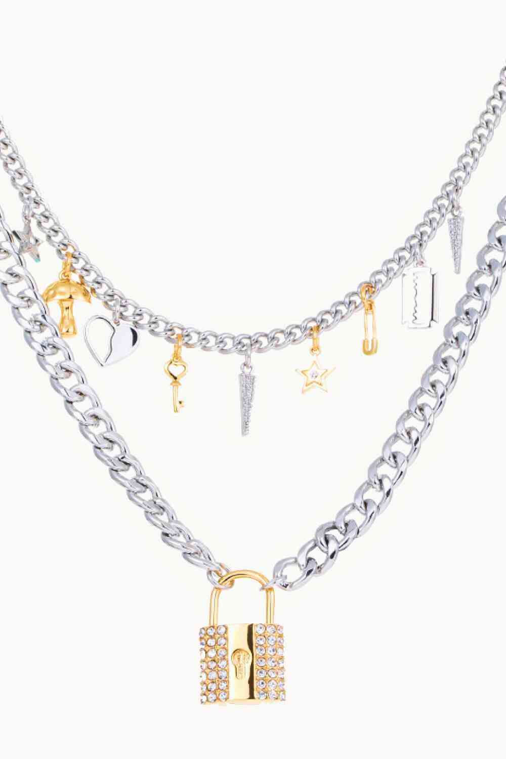 Lock Pendant Double-Layered Necklace - AllIn Computer