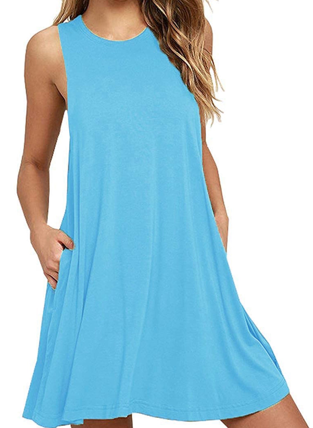 Full Size Round Neck Sleeveless Dress with Pockets | CLOTHING,SHOES & ACCESSORIES | A&D, dress, plus size, Ship From Overseas, Shipping Delay 09/29/2023 - 10/04/2023, Women's Apparel, women's clothing, women's fashion | Trendsi
