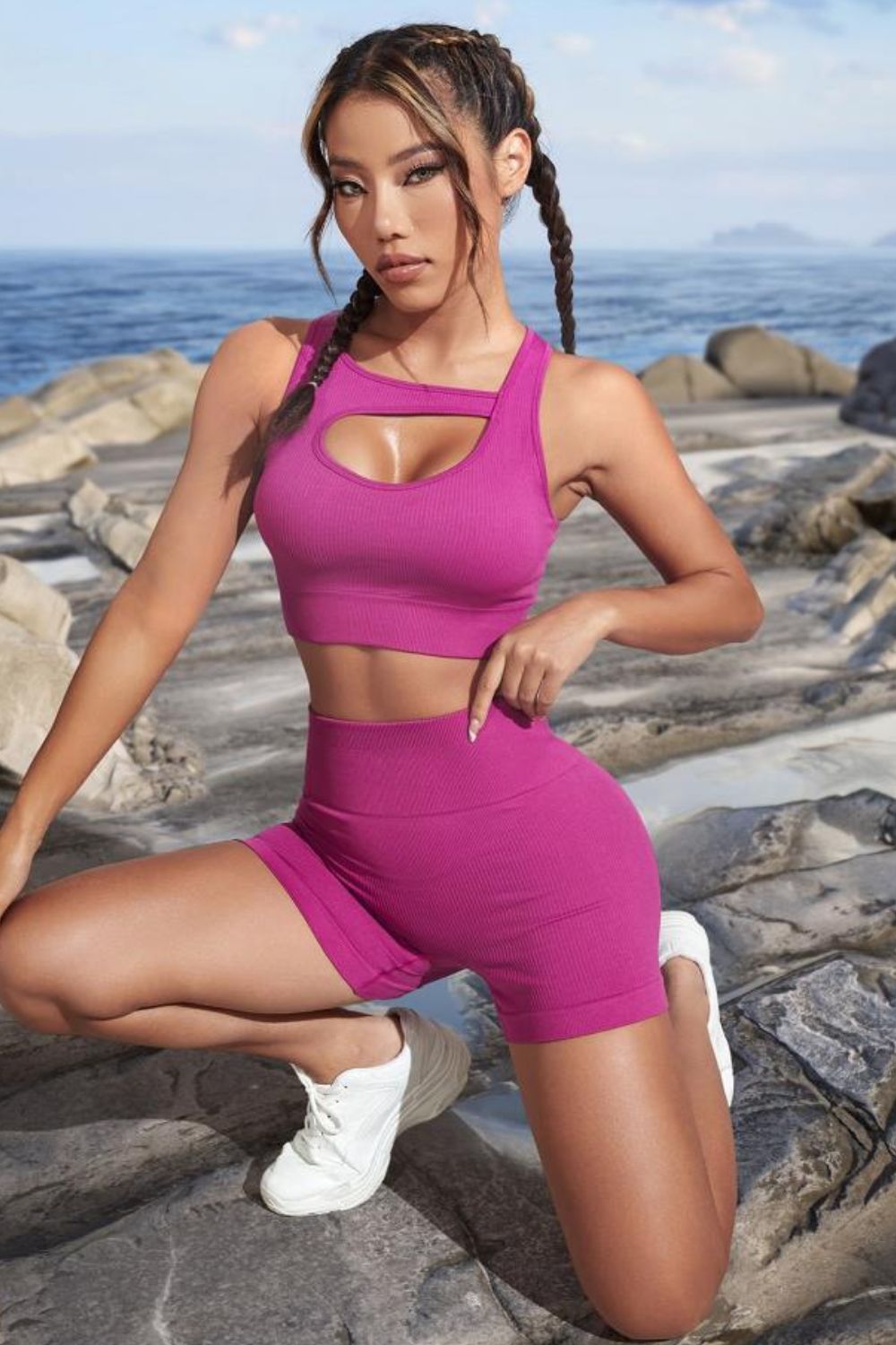 Cutout Crop Top and Sports Shorts Set - AllIn Computer