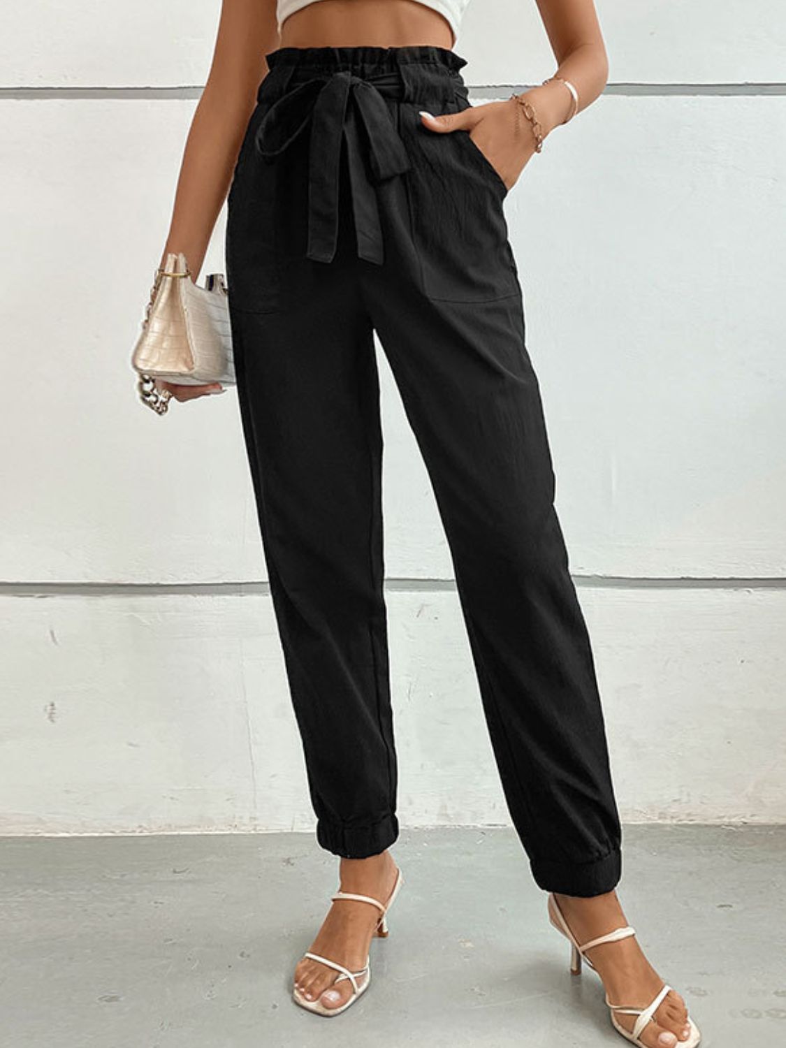 Tie Front Long Pants - AllIn Computer