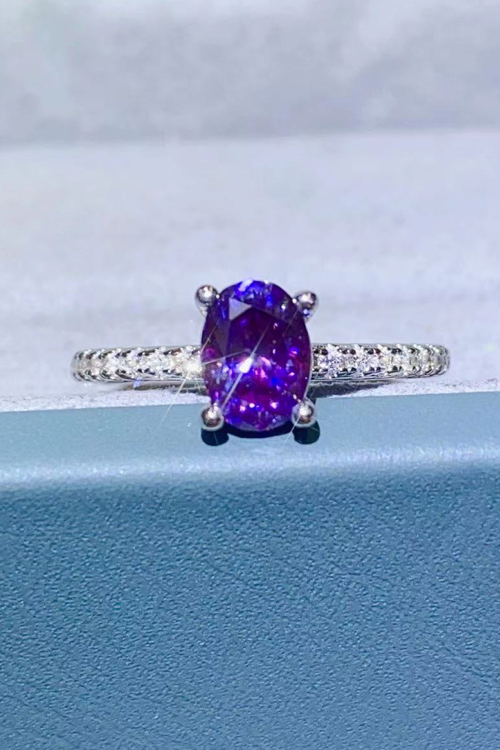 1 Carat Purple Moissanite 4-Prong Ring - AllIn Computer