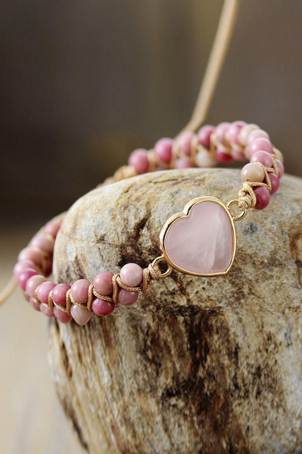 Rose Quartz Heart Beaded Bracelet - AllIn Computer
