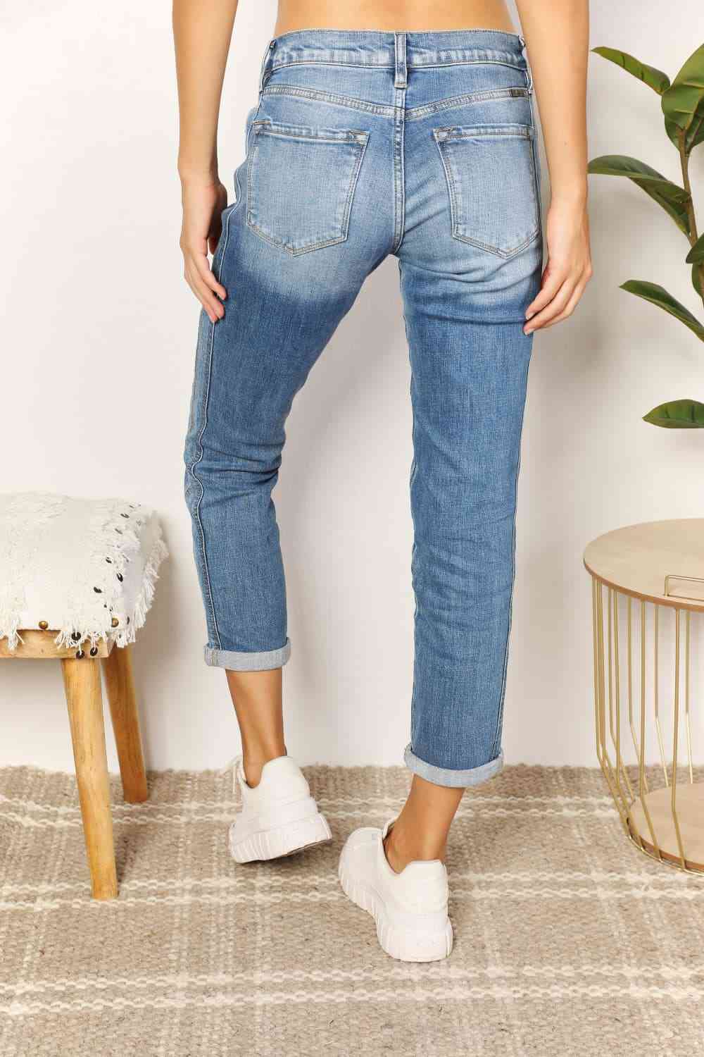 Kancan Full Size Mid Rise Slim Boyfriend Jeans - AllIn Computer