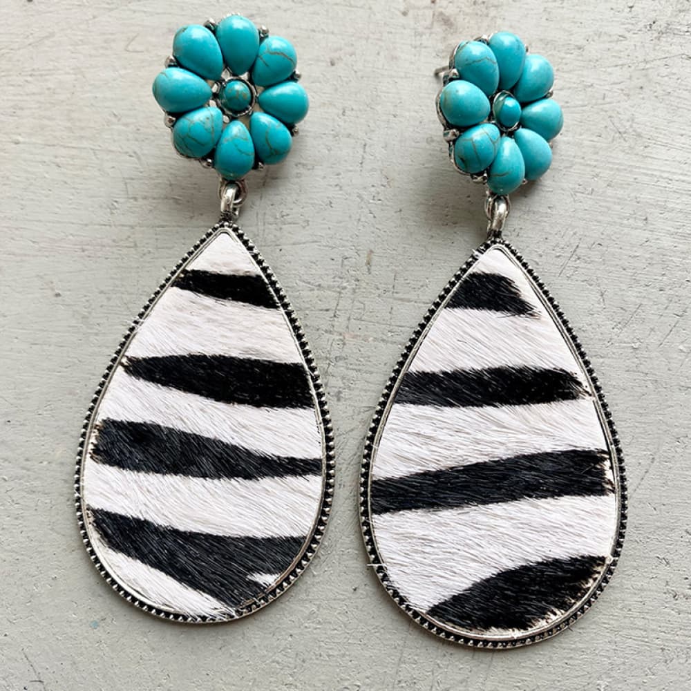 Turquoise Flower Teardrop Earrings - AllIn Computer