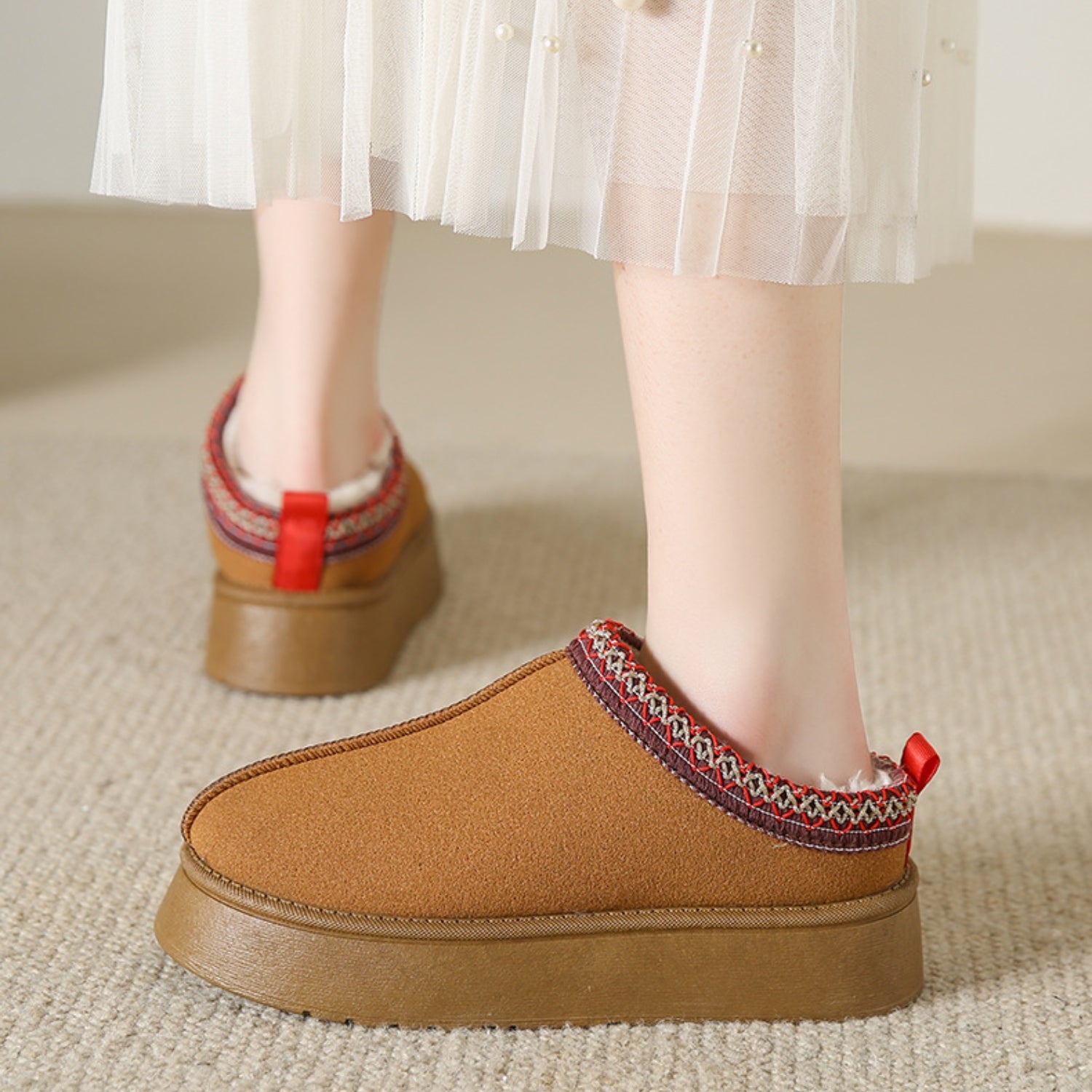 Faux Fur Center-Seam Slippers - AllIn Computer
