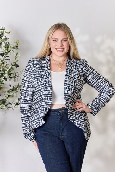 Heimish Full Size Open Front Printed Blazer - AllIn Computer