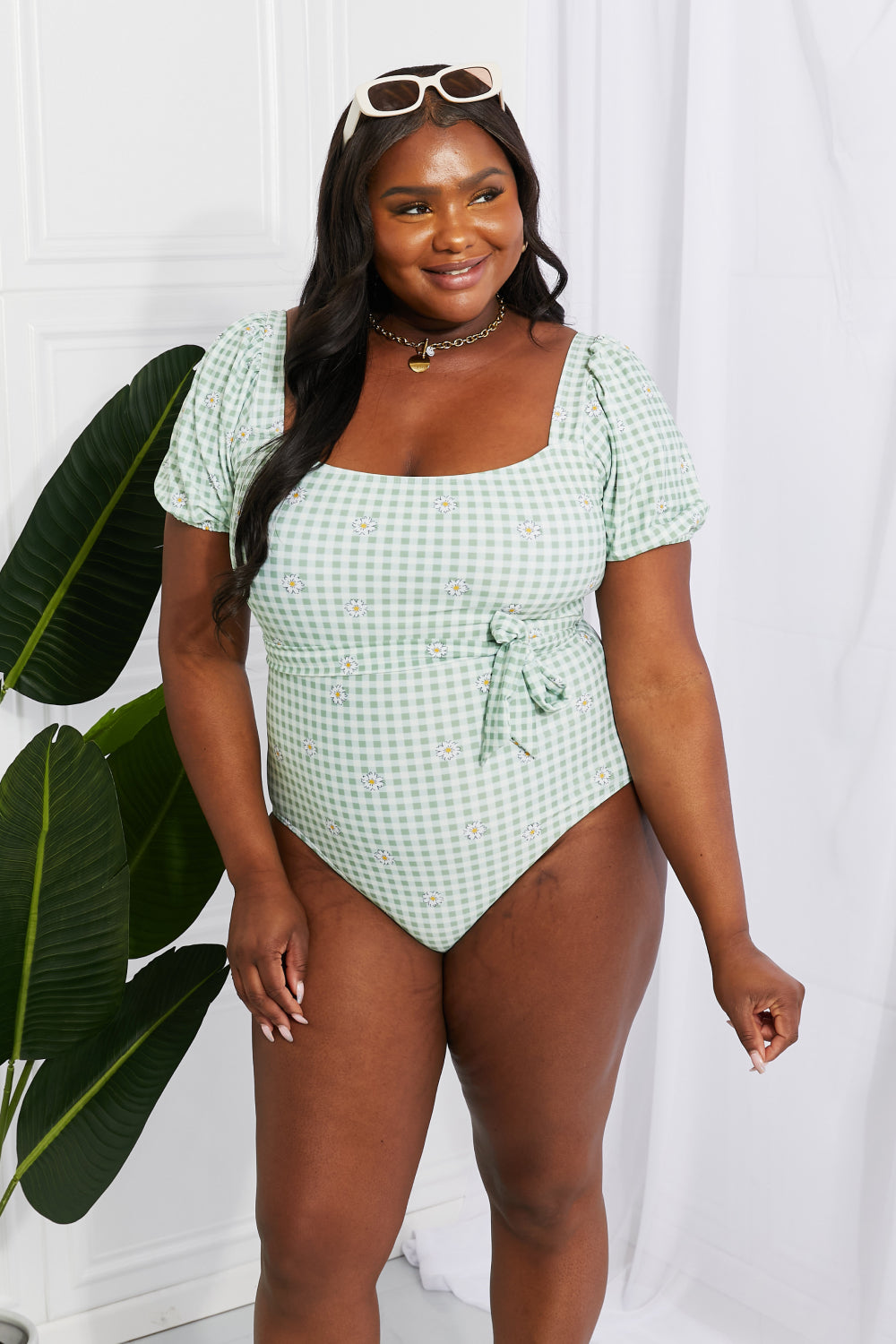 Marina West Swim Salty Air Puff Sleeve One-Piece in Sage - AllIn Computer