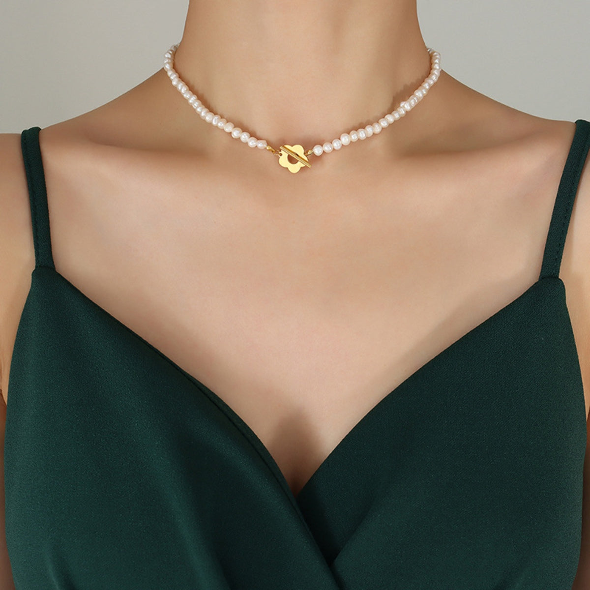Titanium Steel Pearl Flower Necklace - AllIn Computer