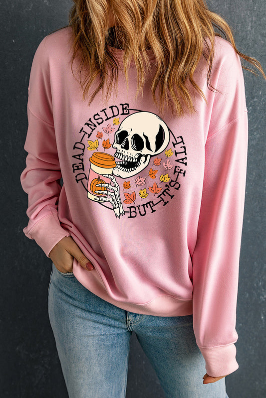 Skull Graphic Dropped Shoulder Sweatshirt - AllIn Computer