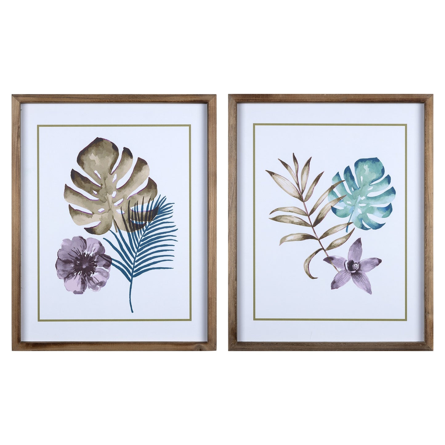 Set of Two Wooden Multi-Color Leaf Wall Art Pieces - AllIn Computer
