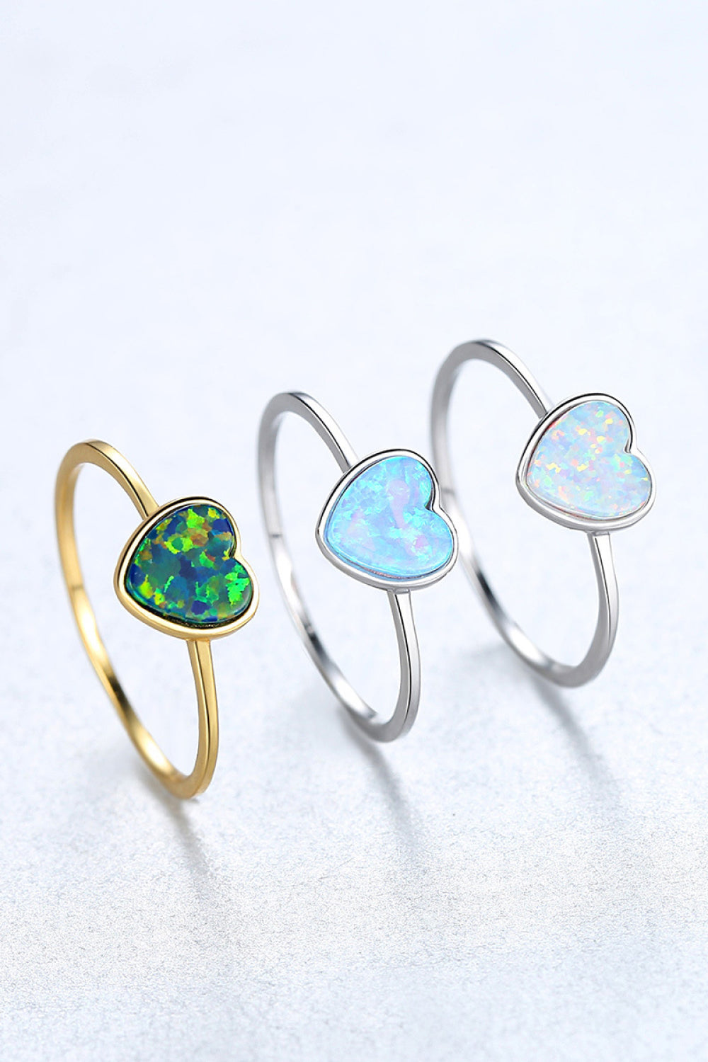 Opal Heart 925 Sterling Silver Ring - AllIn Computer