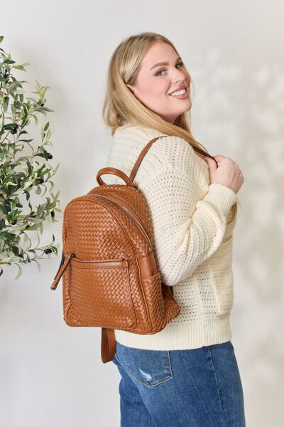 SHOMICO PU Leather Woven Backpack - AllIn Computer