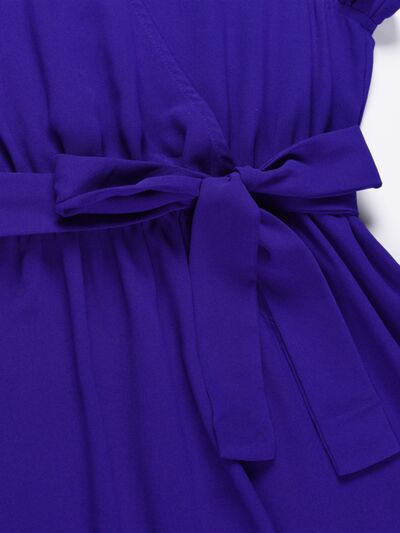 Tied Surplice Ruffle Hem Dress - AllIn Computer