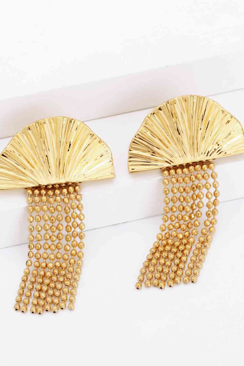 18K Gold Plated Fan Fringe Dangle Earrings - AllIn Computer