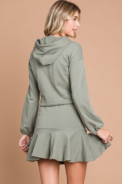 Culture Code Full Size Drawstring Dropped Shoulder Hooded Mini Dress - AllIn Computer