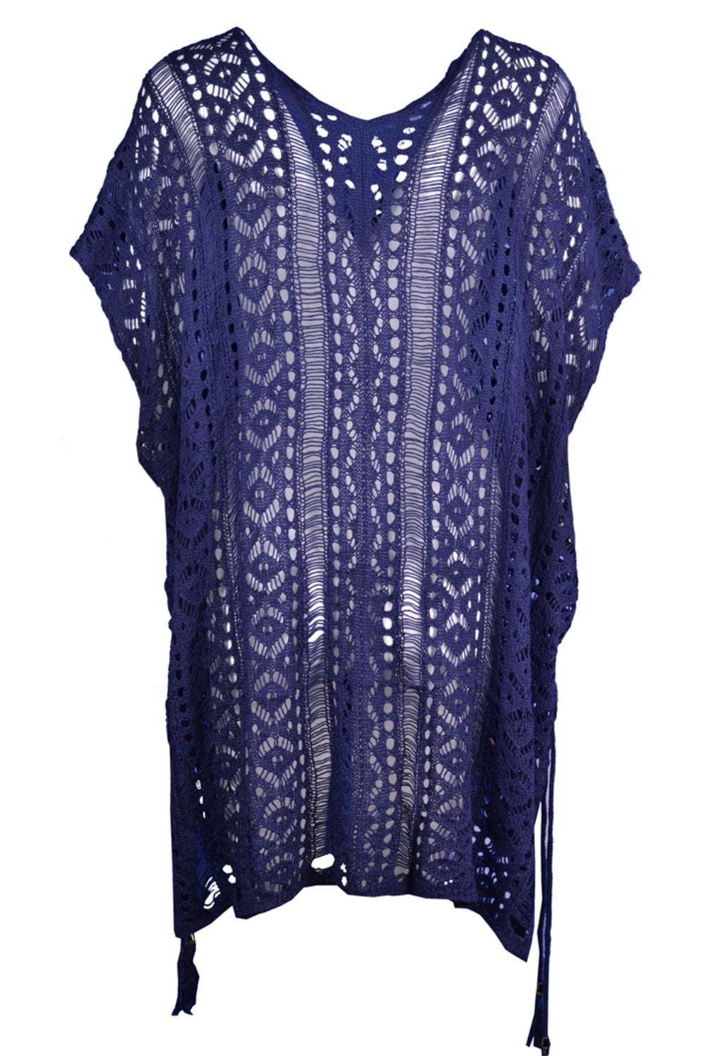 Cutout V-Neck Cover-Up with Tassel - AllIn Computer